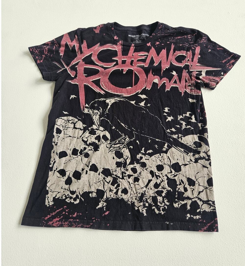 My Chemical Romance MCR Skulls Crow Graveyard AOP 2018 Black T Shirt Mens S